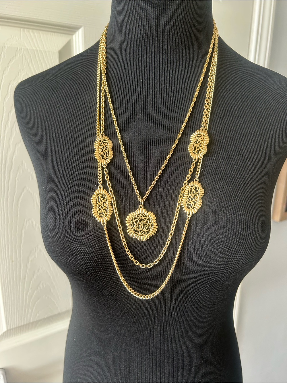 Vintage Gold Multi-Layer Medallion Necklace - Women Jewelry